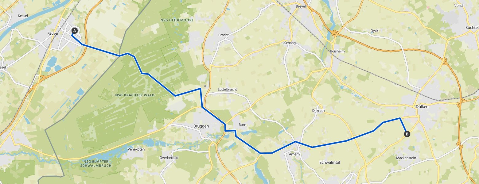 Reuver to Dülken map
