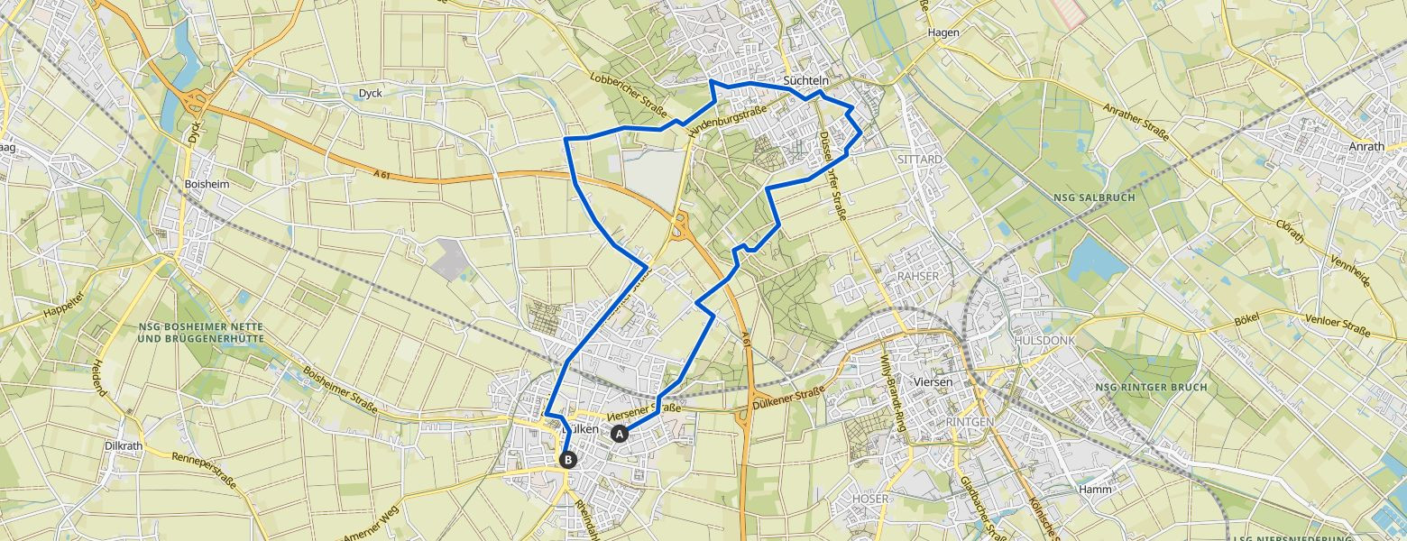 Wildgehege – Kreiskriegerdenkmal loop from Dülken