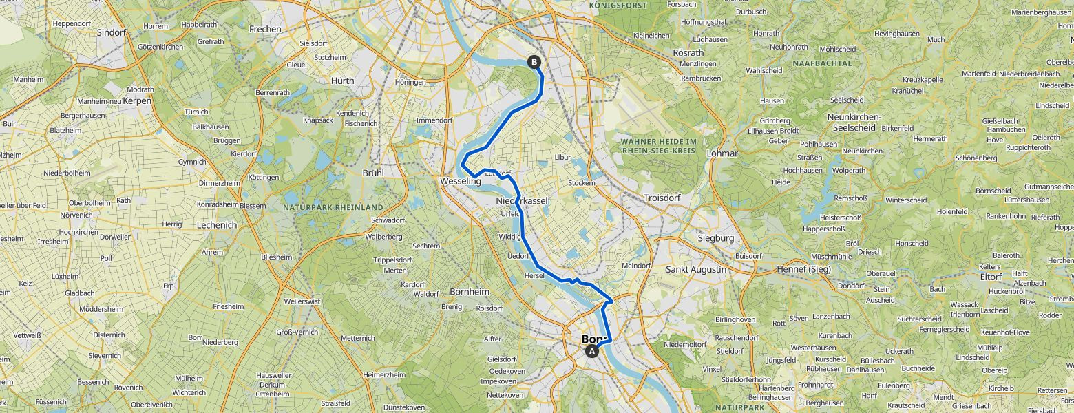 Bonn to Köln along the Rhine