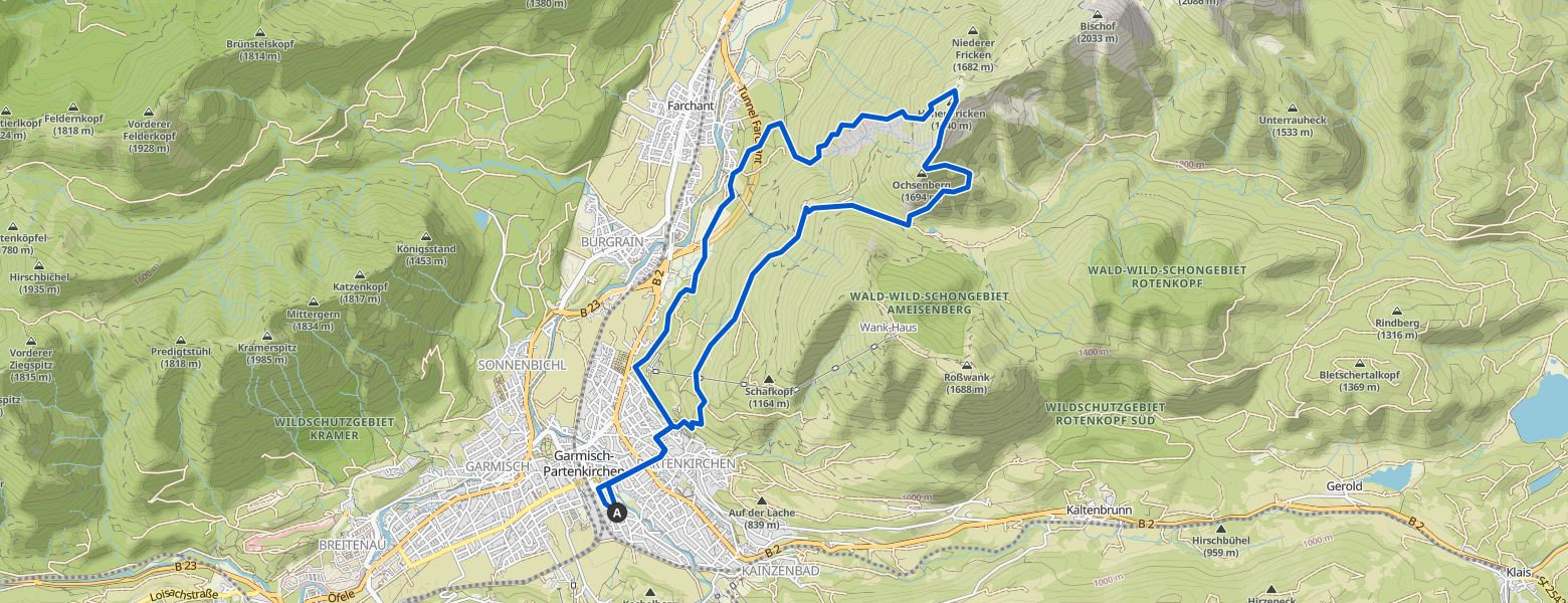 Hoher Fricken Mountain, ascend via west face, descend via east face