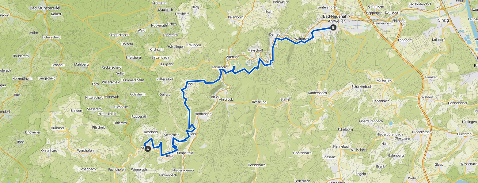 Ahrsteig - Day 2 - From Schuld to Bad Neuenahr map