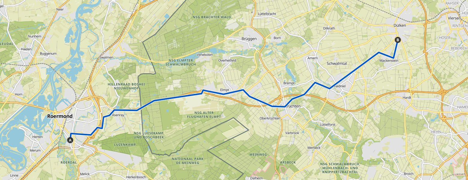 eMTB Ride from Roermond to Viersen (20-07-2024) Map Image