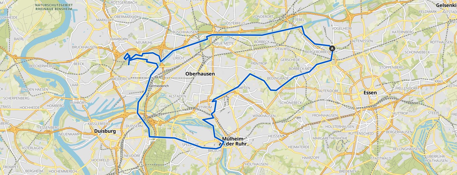 Megamarsch Ruhrgebiet bei Nacht 2024 map