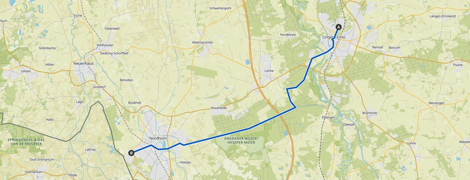 eMTB Ride from Lingen (Ems) to Nordhorn (18-08-2024) Map Image