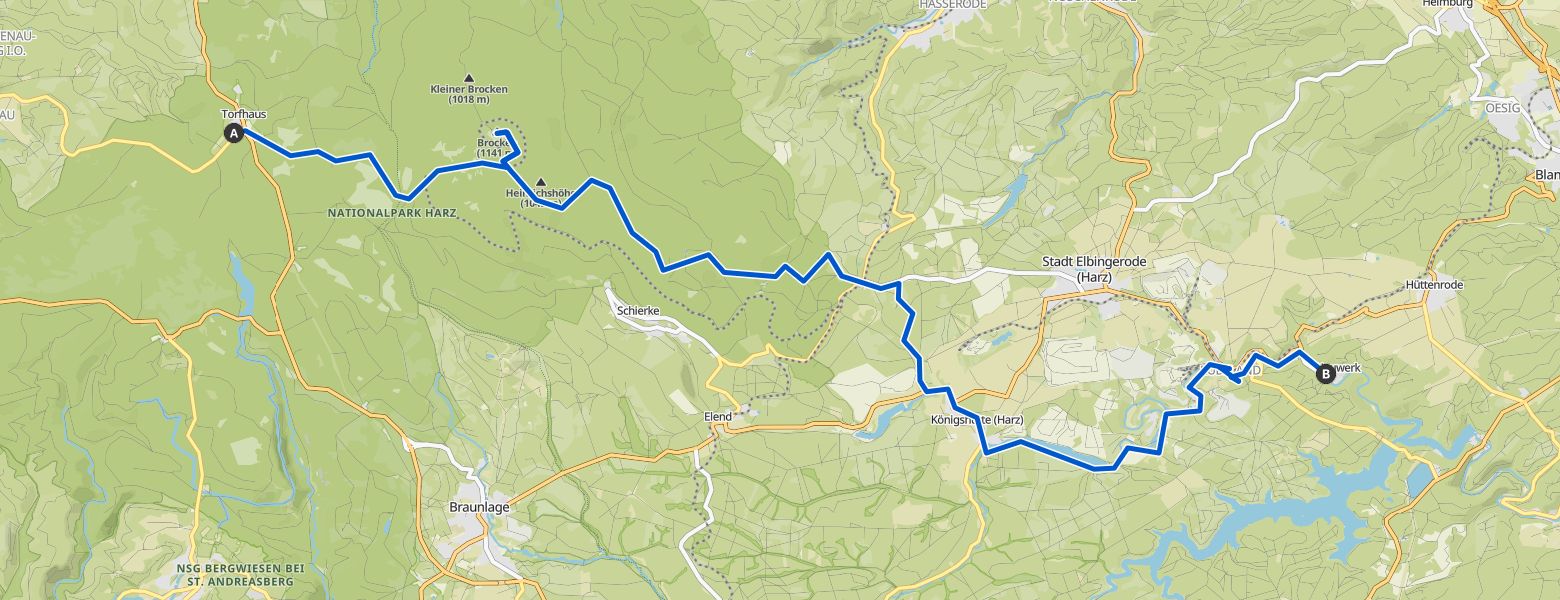 Harzer-Hexen-Stieg - Day 2 - From Torfhaus to Neuwerk map