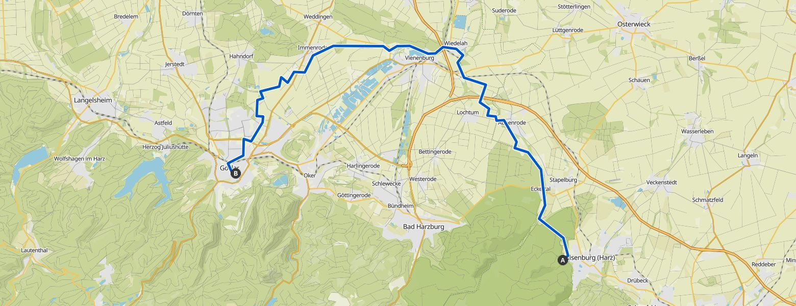 Harzer Klosterwanderweg - Day 3 - From Ilsenburg to Goslar Map Image