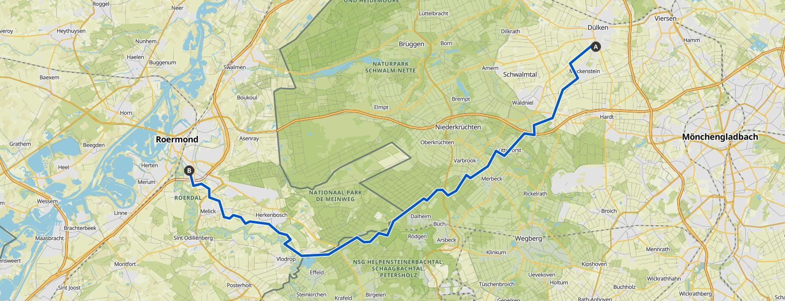 Hike from Viersen to Roermond (26-12-2024) Map Image