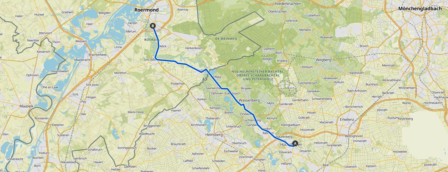 eMTB Ride from Hückelhoven to Roermond (30-07-2025) map