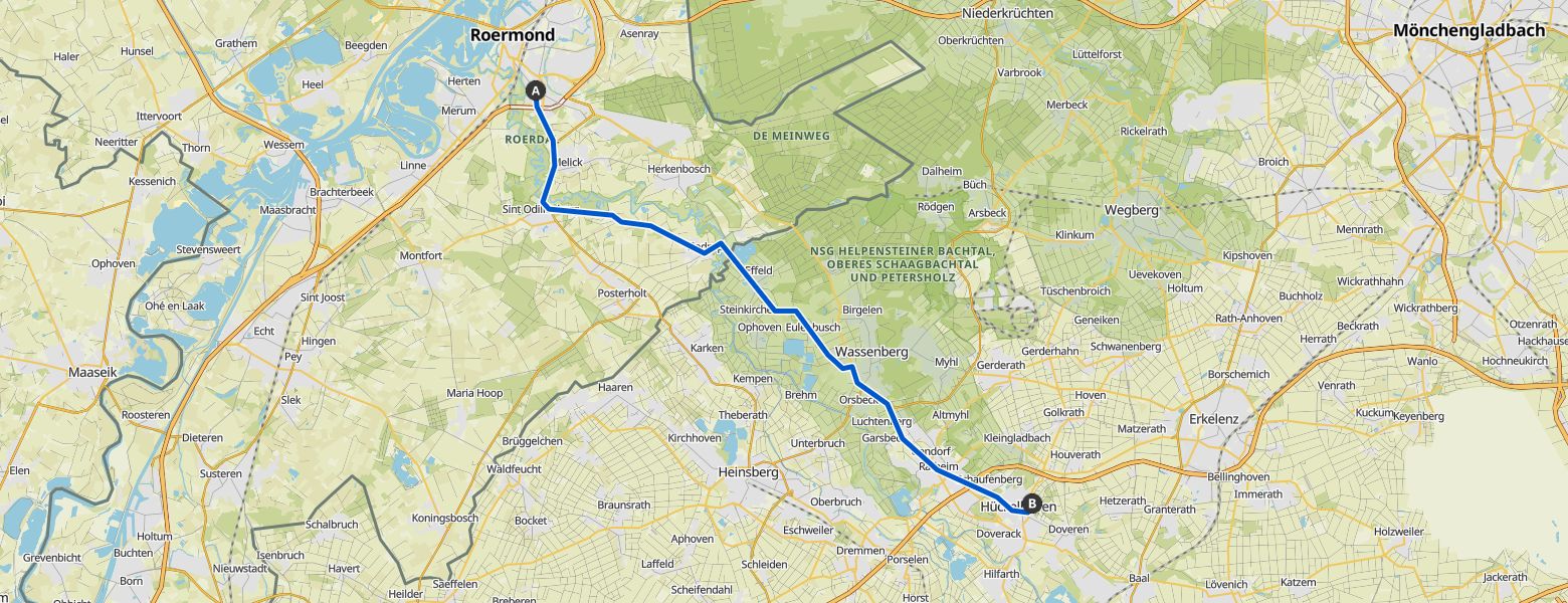 eMTB Ride from Roermond to Hückelhoven (30-07-2025) map