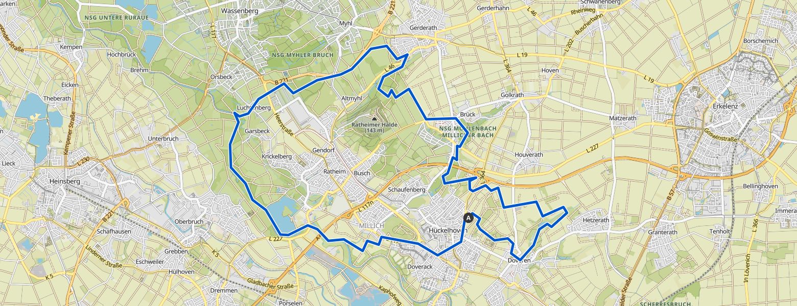 Hückelhoven - Wassenberg loop eMTB Ride (03-08-2025) map