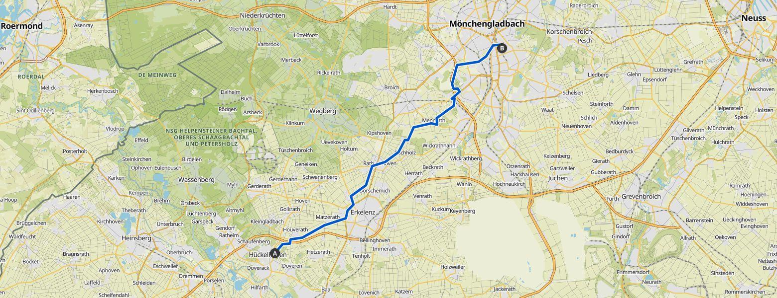 Hike from Hückelhoven to Mönchengladbach (02-10-2025) Map Image