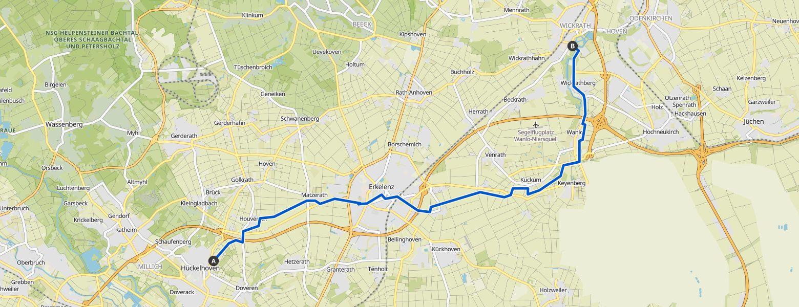 Hike from Hückelhoven to Mönchengladbach (26-11-2025) Map Image
