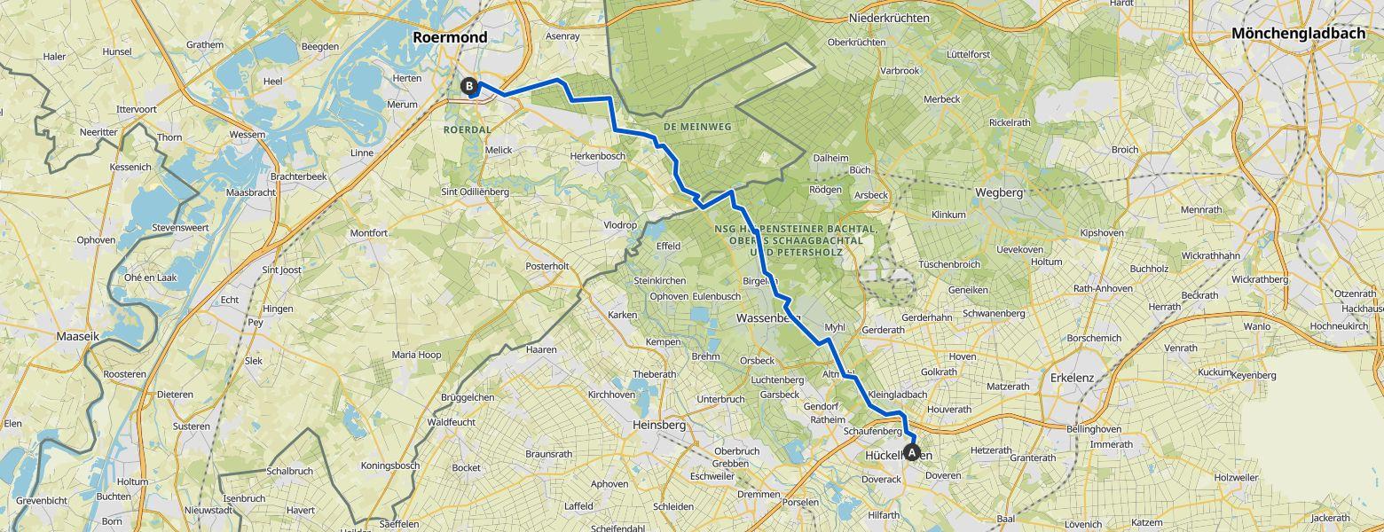 Hike from Hückelhoven to Roermond (26-12-2025) Map Image