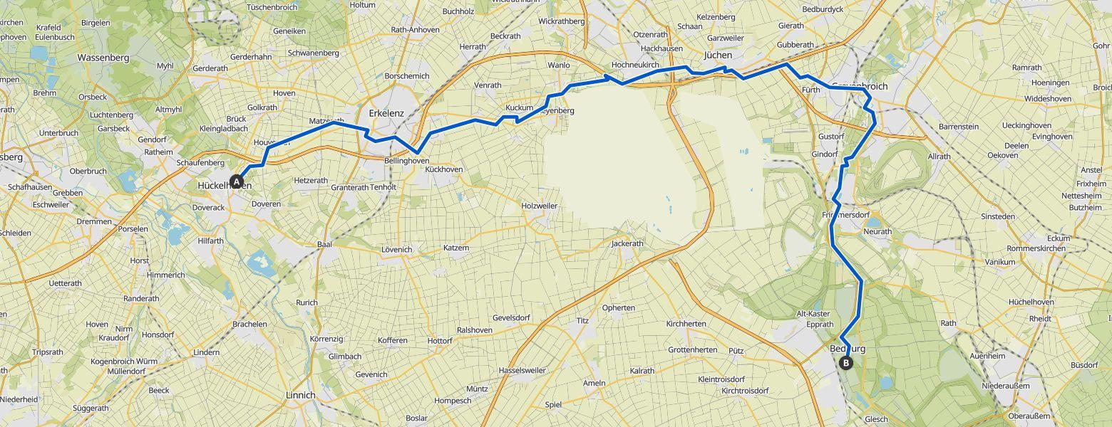 Hike from Hückelhoven to Bedburg (17-01-2026) Map Image