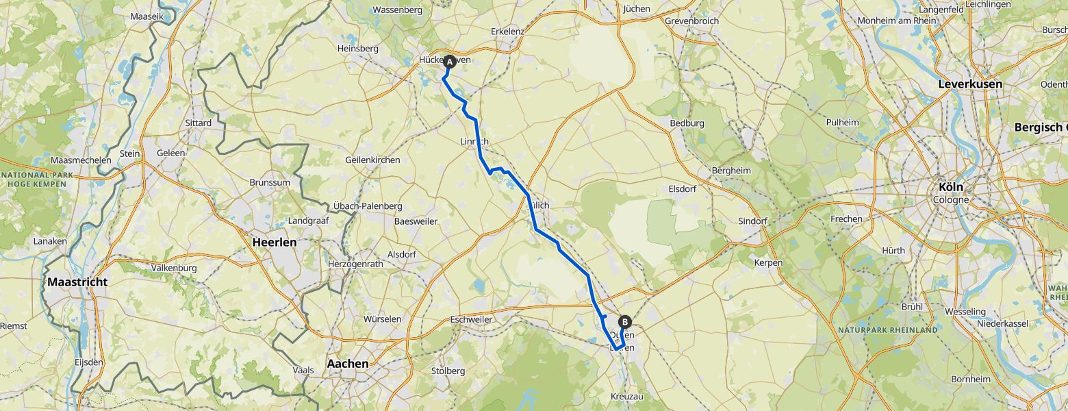 Hike from Hückelhoven to Düren (10-04-2026) map